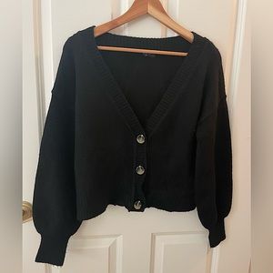 TOPSHOP SEAM-DETAIL CROPPED V CARDIGAN, 4 US